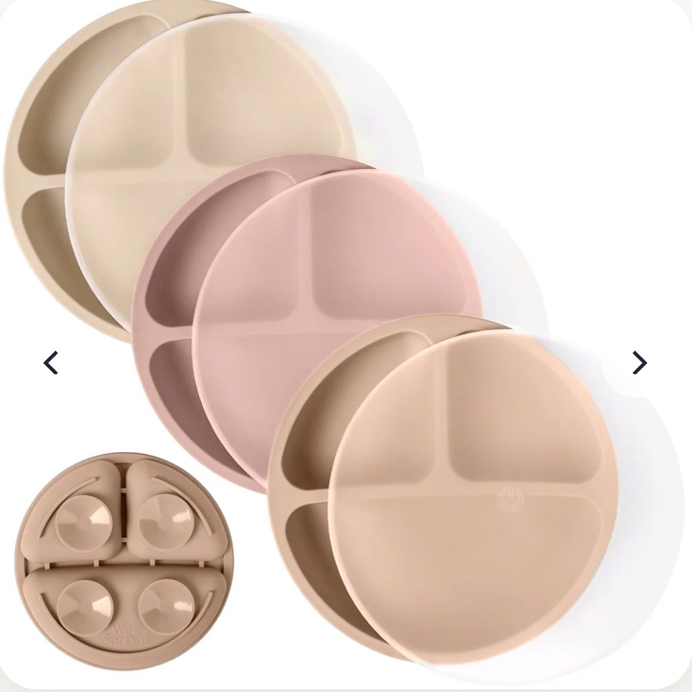 WeeSprout silicon nontoxic suction plates with lids - set of 3